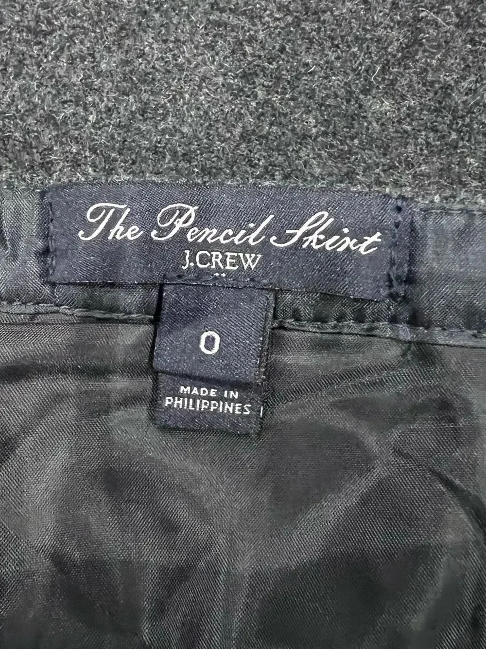 J.Crew Wool Pencil Skirt Charcoal Grey Size 0